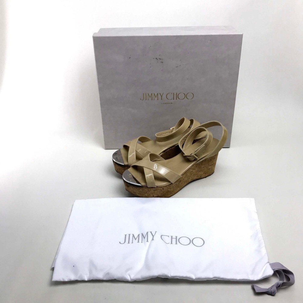 JIMMY CHOO ジミーチュウ 厚底 ウェッジソール アンクルストラップ PAPYRUS パピルス コルクヒール サンダル_画像9