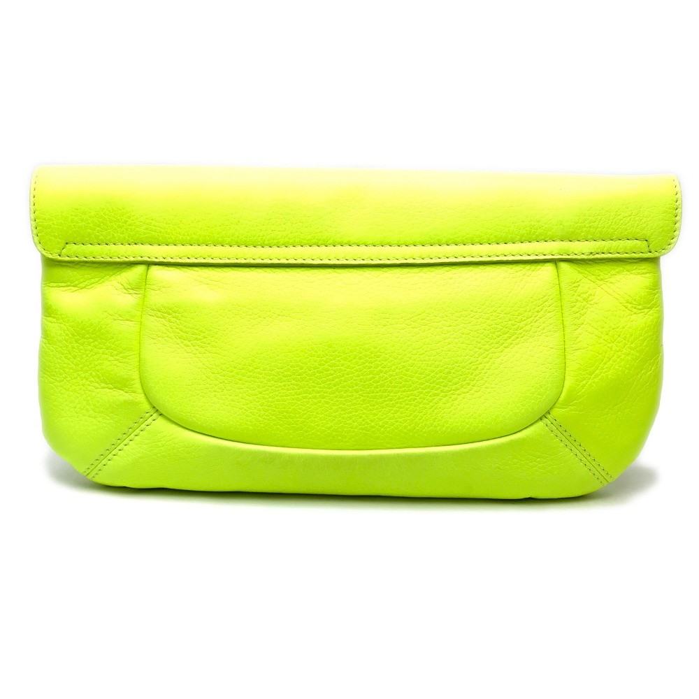  as good as new Sergio Rossi Sergio Rossi party bag lady's bag clutch bag leather fluorescence lady's 