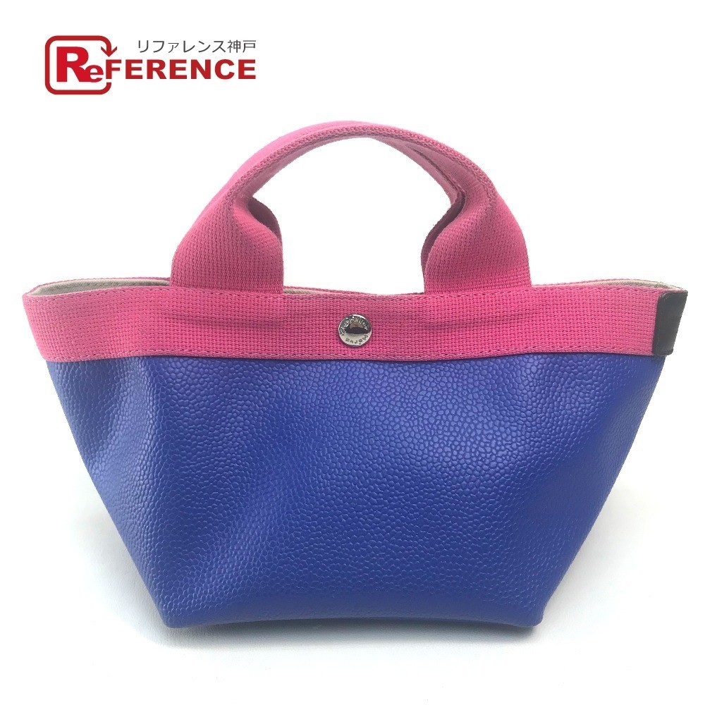 Herve Chapelier L be* car plie boat type Mini bag handbag PVC/ canvas lady's pink blue 