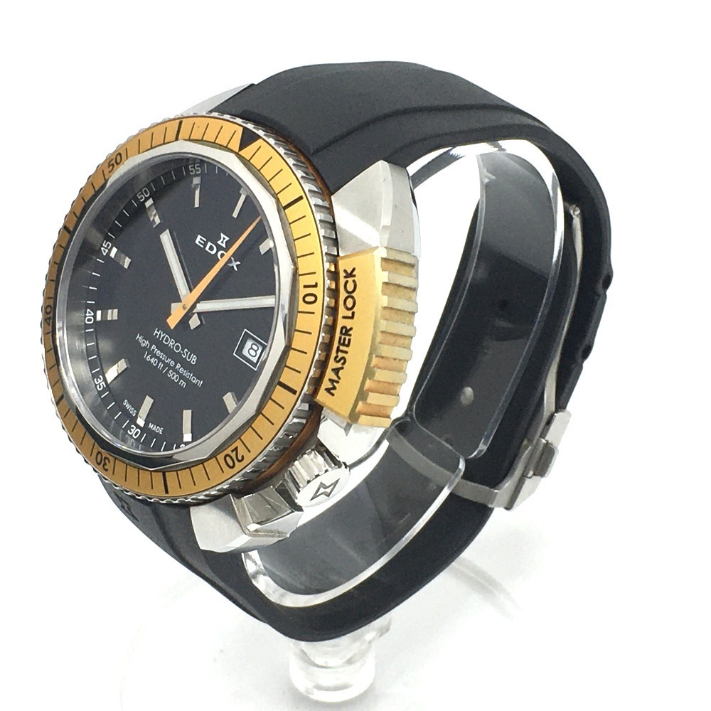 EDOX エドックス 53200 ハイドロサブ 500ｍ デイト クオーツ メンズ腕時計 SS/ラバーベルト メンズ シルバー_画像2