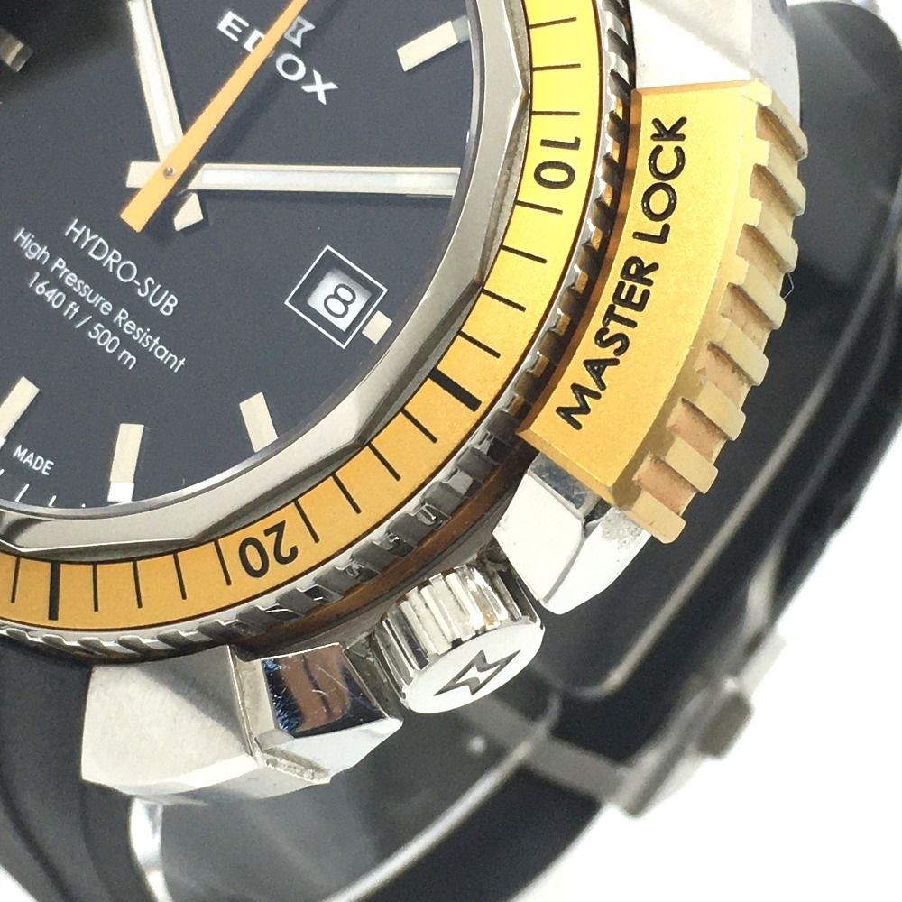 EDOX エドックス 53200 ハイドロサブ 500ｍ デイト クオーツ メンズ腕時計 SS/ラバーベルト メンズ シルバー_画像4