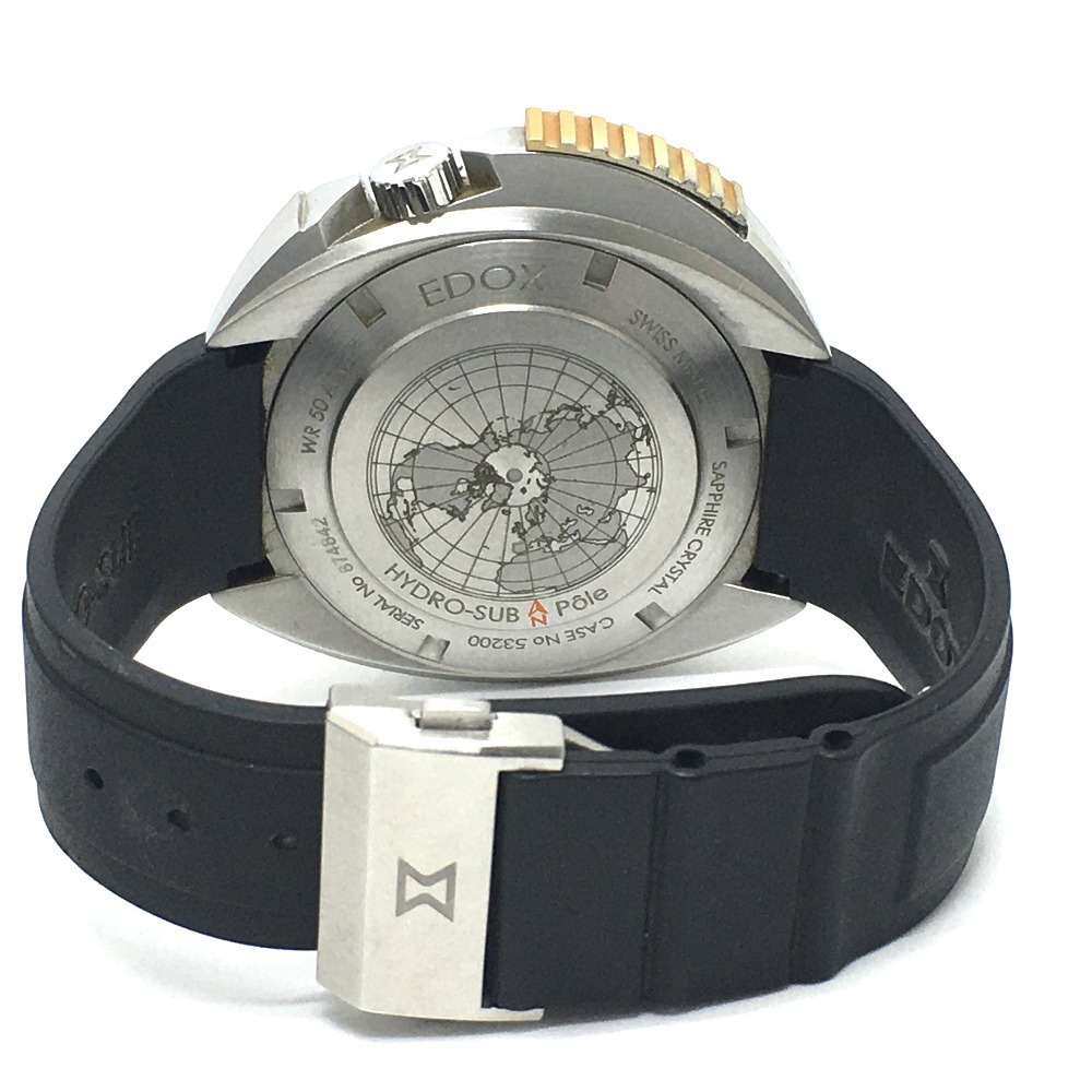 EDOX エドックス 53200 ハイドロサブ 500ｍ デイト クオーツ メンズ腕時計 SS/ラバーベルト メンズ シルバー_画像6