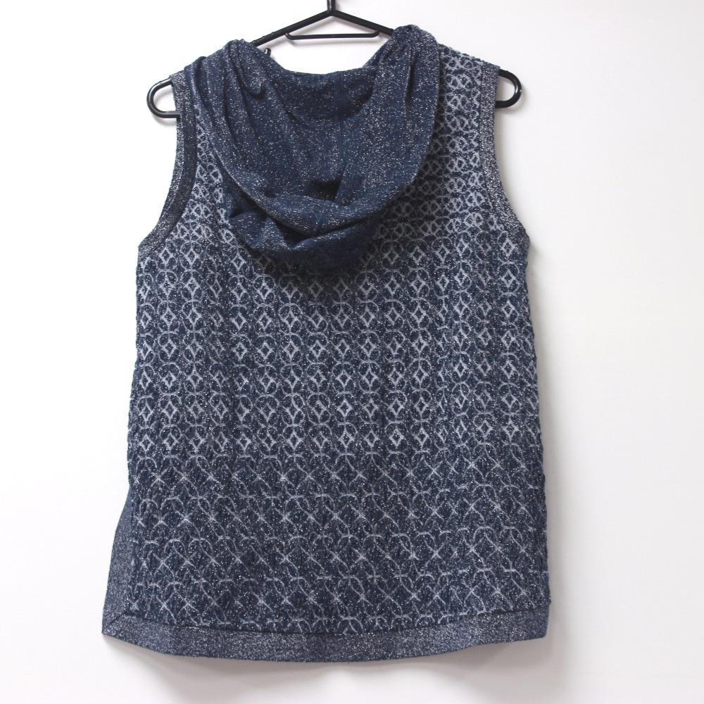  beautiful goods CHANEL Chanel no sleeve lame knitted tops Parker navy 42