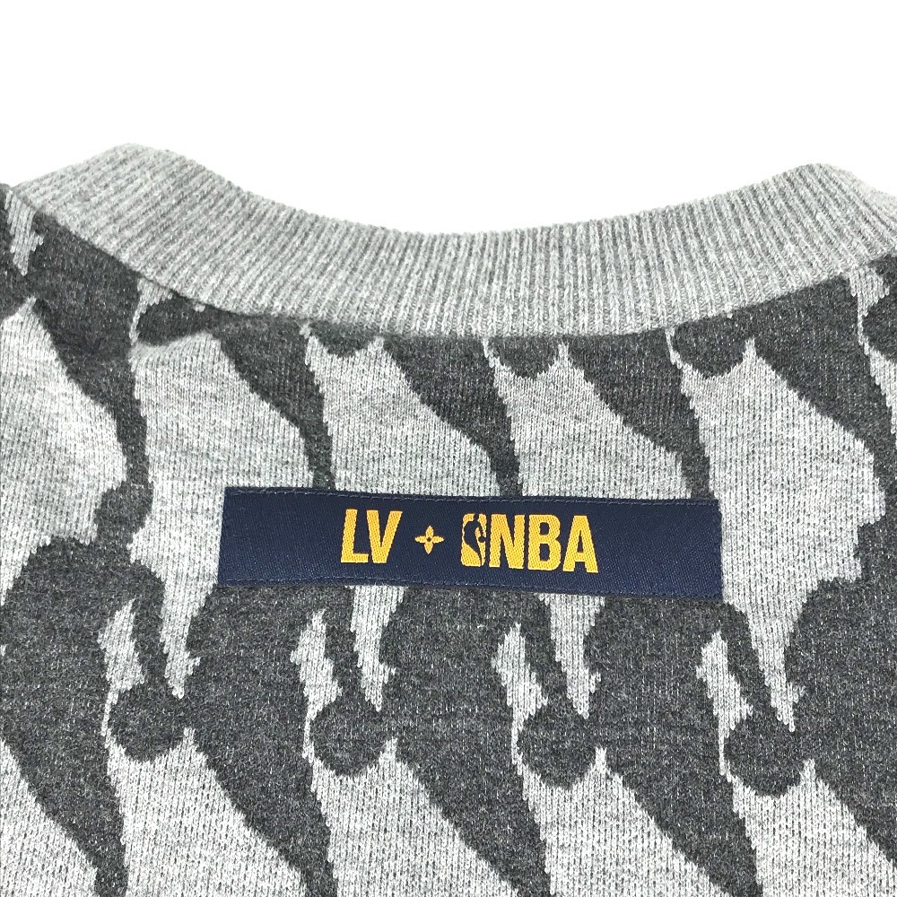 LOUIS VUITTON ルイヴィトン 型番不明 NBA ジャカード スウェット ニット トップス アパレル 長袖 セーター グレー メンズ【中古】_画像4