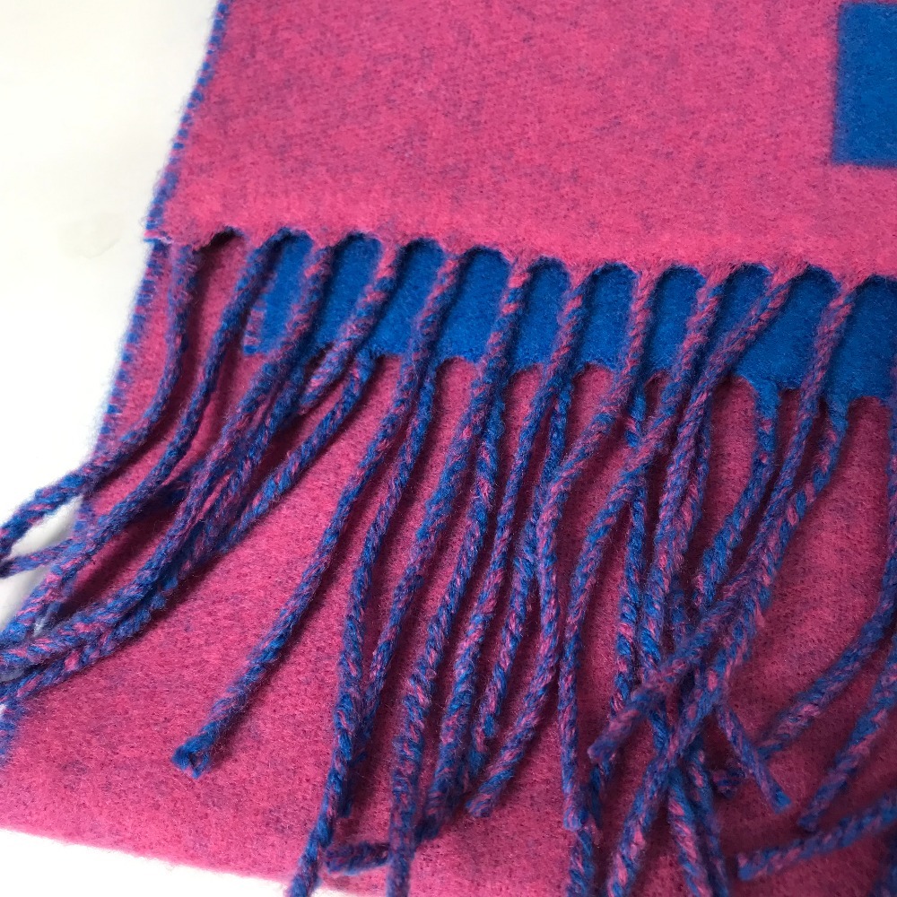 未使用 GUCCI グッチ 726526 GGジャガード フリンジ バイカラー マフラー ピンク レディース【中古】