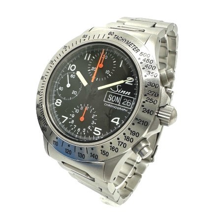 Sinn ジン 256.ST クロノグラフ デイデイト 自動巻き 腕時計 SS シルバー メンズ【中古】_画像2