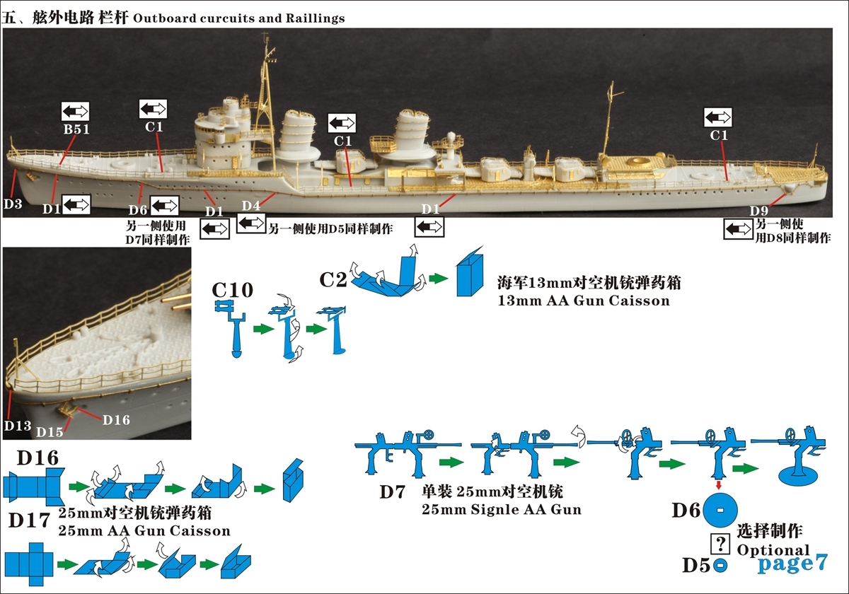 FS710029 1/700 WWII IJN 日本海軍 特型駆逐艦II型 綾波 1944年型用ディテールアップセット_画像10