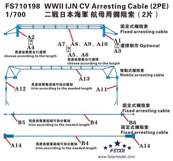 FS710198 1/700 WWII IJN 日本海軍 航空母艦用着艦制動索 エッチングパーツ_画像1