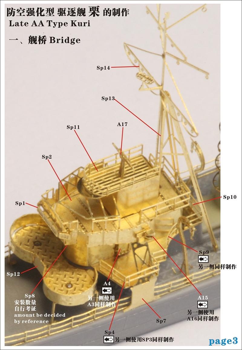 FS710023SP 1/700 WWII IJN 日本海軍 樅型駆逐艦 後期型 栗用ディテールアップセット_画像4