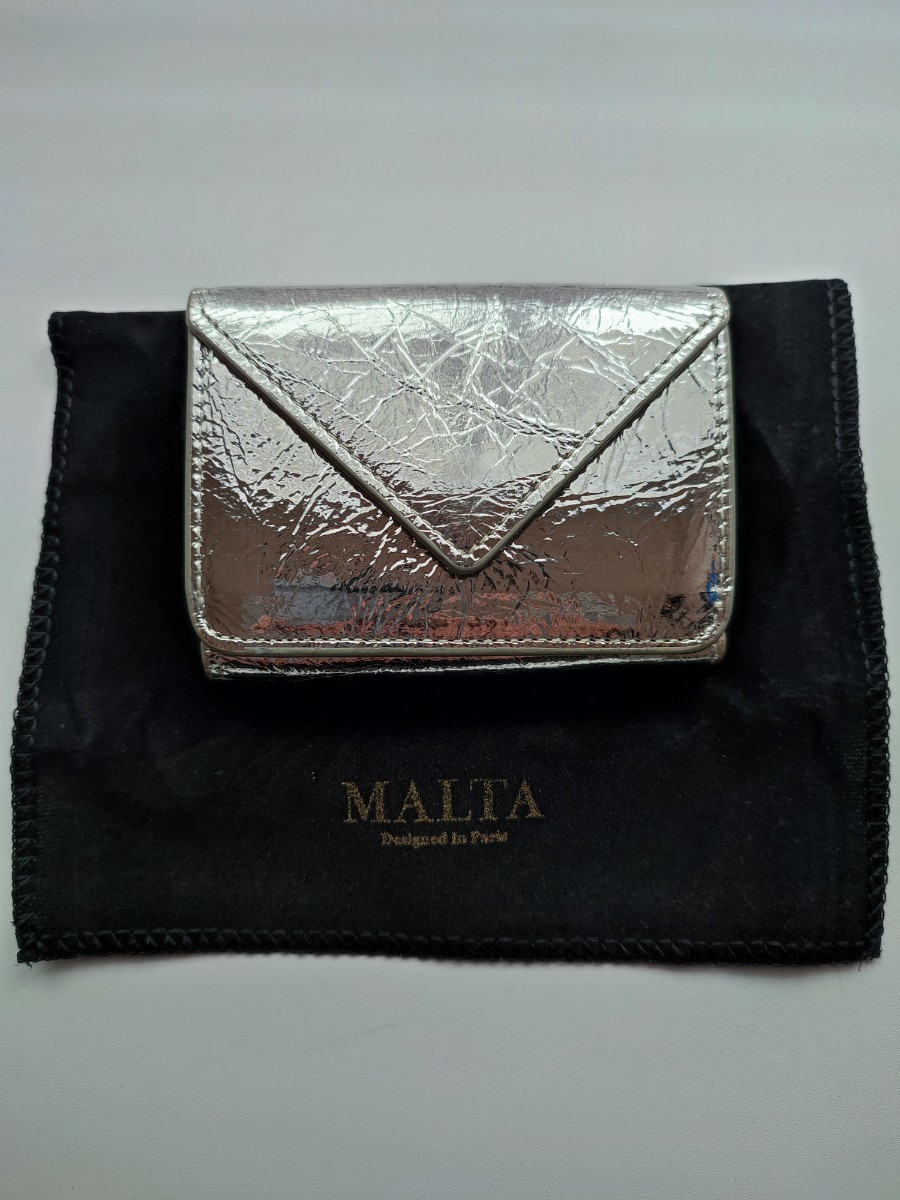 MALTA　マルタ　三つ折り財布　シルバー　牛革　ミニ財布　ファッション　小物　アイテム_画像10