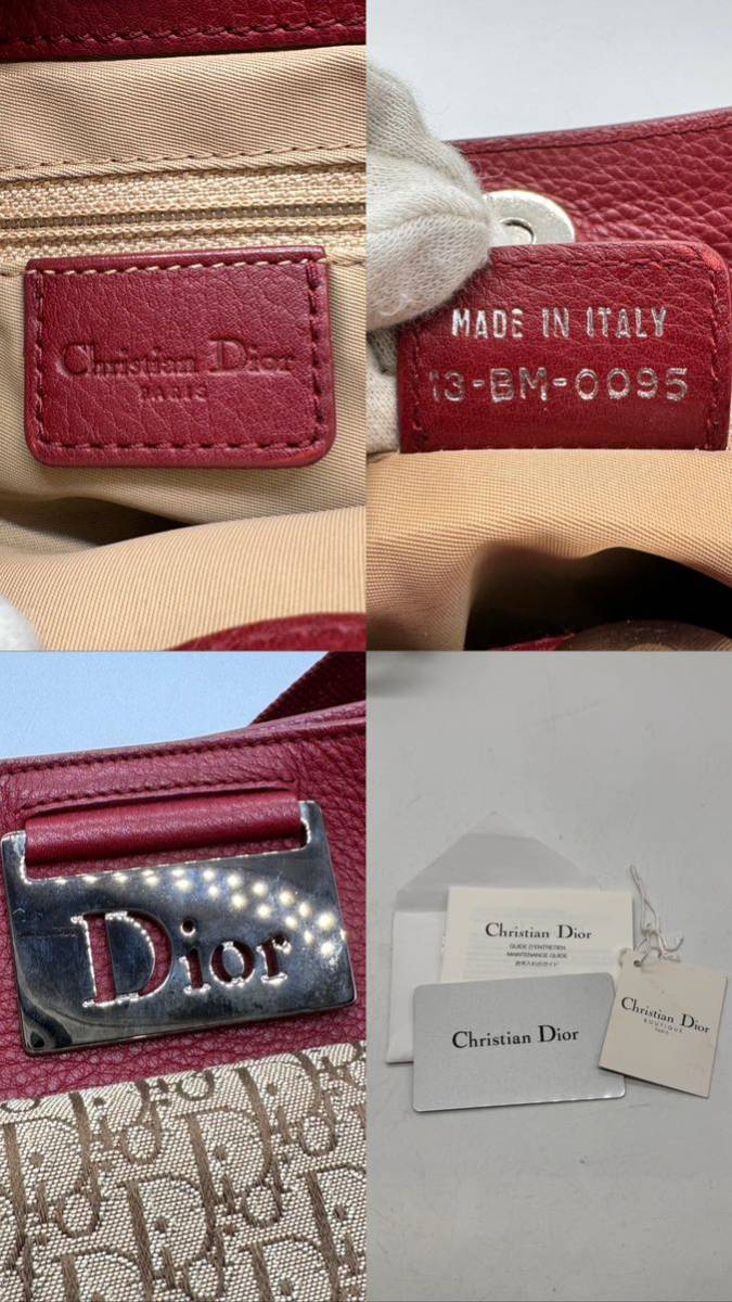 ★ Christian Dior / クリスチャン ディオール ハンドバッグ トロッター柄 レッド系 赤系 保存袋付き ブランド 中古品 1203OG_画像5