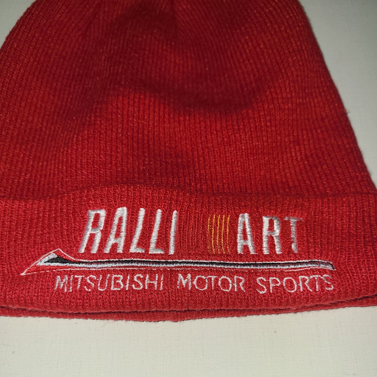 三菱自動車　MITSUBISHI MOTOR SPORTS Ralliart ラリーアート　ニットキャップ 帽子 Ralli art 日本製 昔の 三菱_画像2