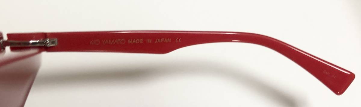 日本製 KIO YAMATO 福井・鯖江メガネ キオ ヤマト 赤 2dot キーホール型 パント 純正ケース付き