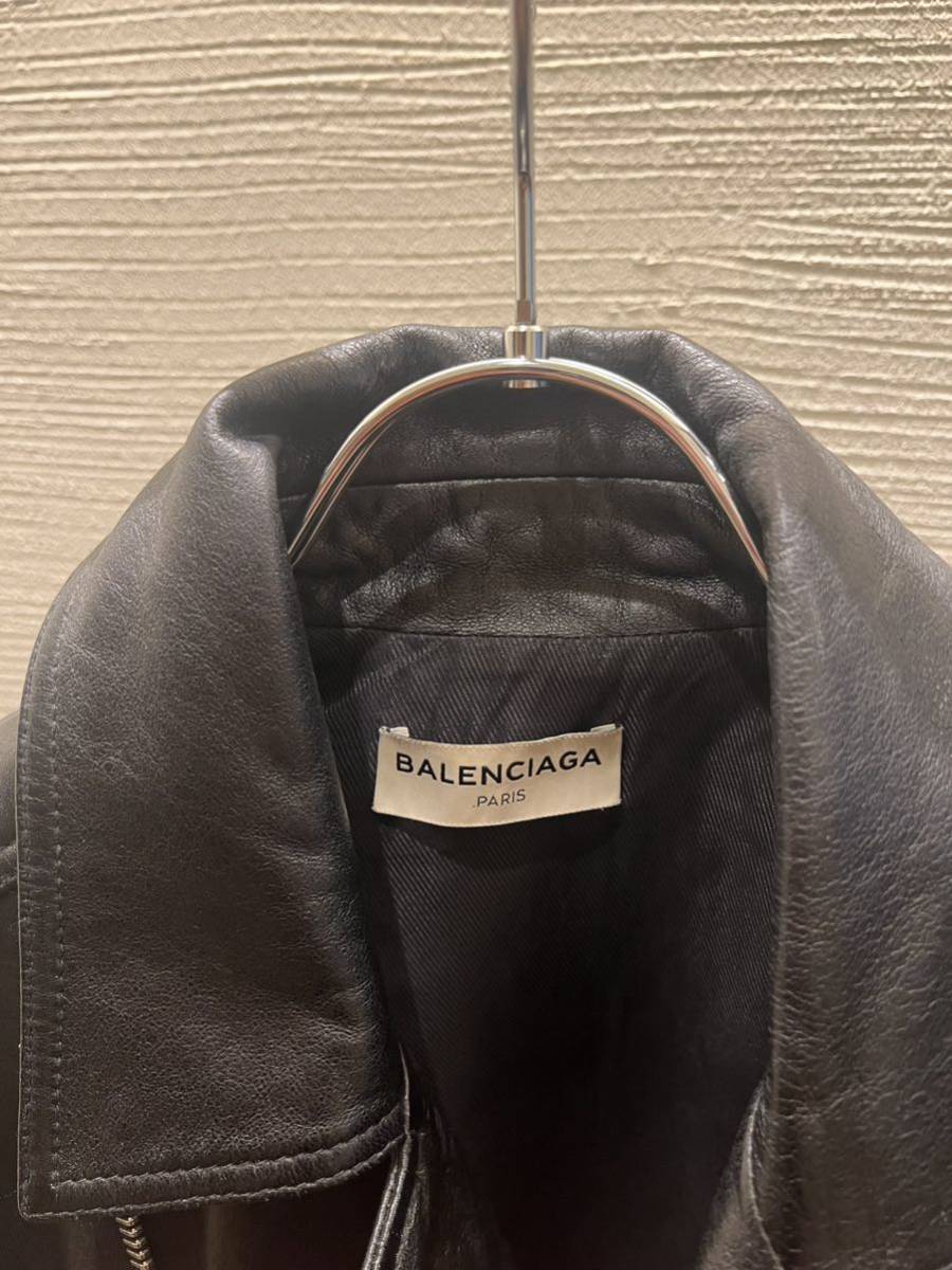 balenciaga バレンシアガ ダブルライダースジャケット レザー 36 黒