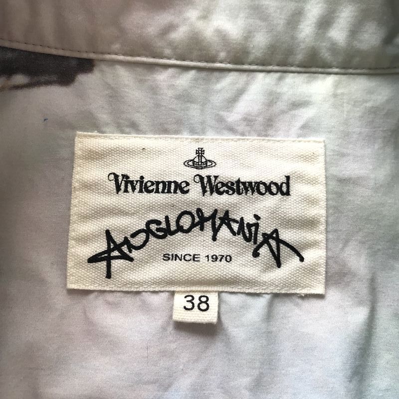 Vivienne Westwood Anglomania ヴィヴィアンウエストウッド アングロマニア ペンキ ペイント 転写 プリント 半袖 シャツ ブラウス size:38_画像3