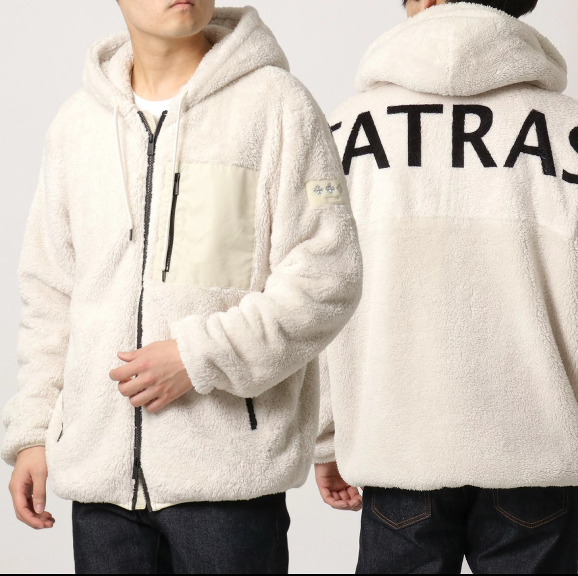 【TATRAS／タトラス】エディ　HEDI　ボア　フリース　パーカ　ジャケット　MTAT22A4778-L　ホワイト　ロゴ　メンズ02（Ｍ～Ｌ位）_参考イメージです