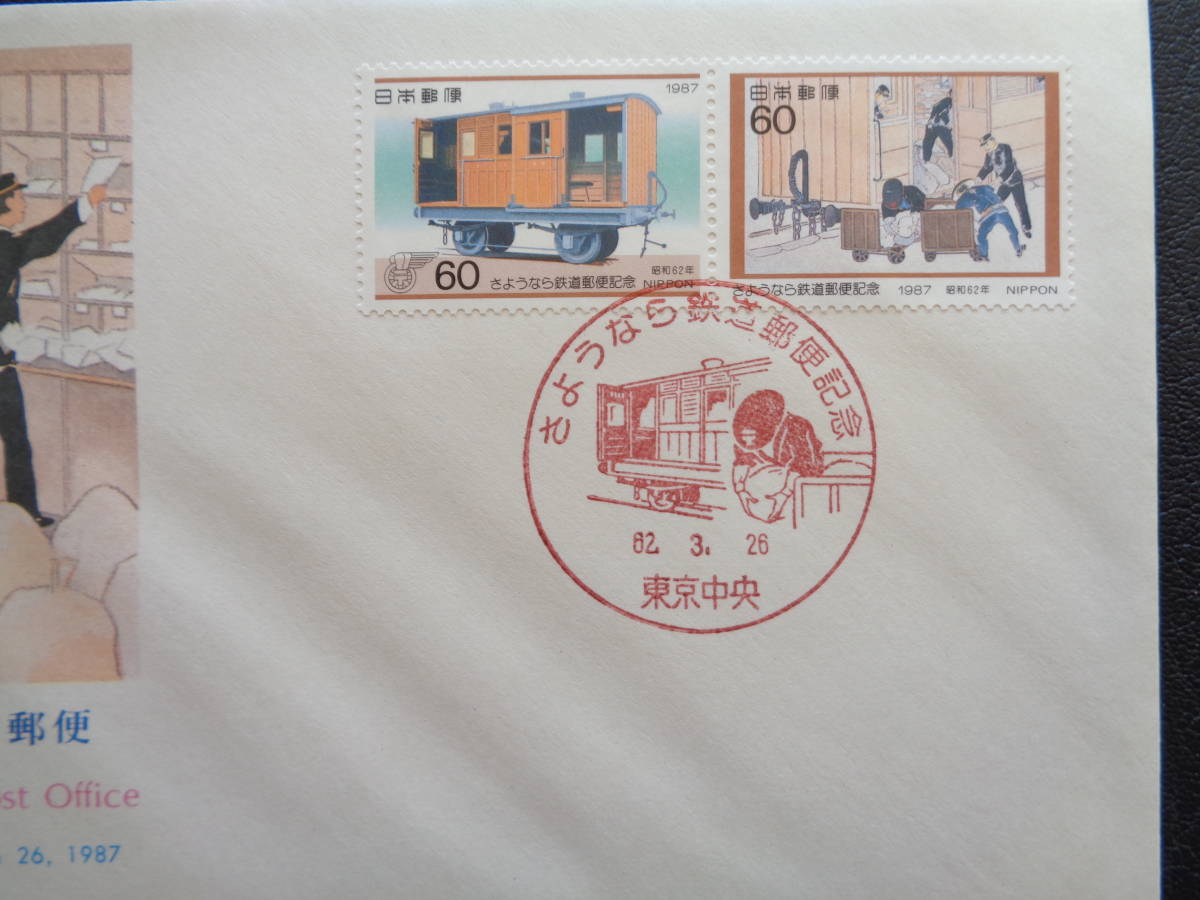 FDC　NCC版　1987年　　さようなら鉄道郵便　　東京中央/昭和62.3.26_画像2