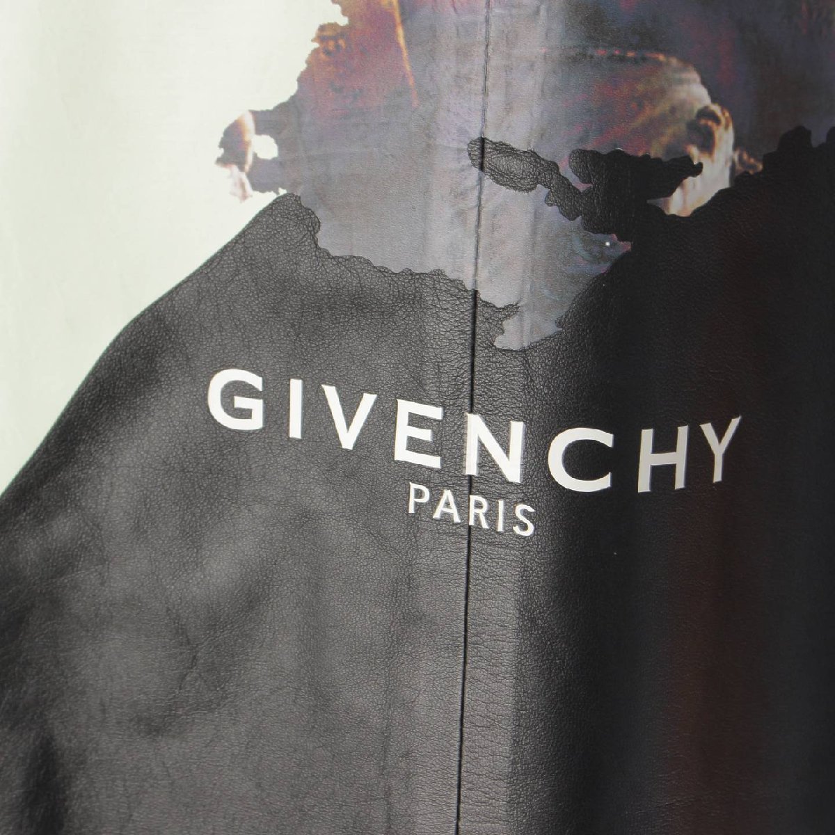 【ジバンシィ】GIVENCHY　16SS メンズ ラムレザー プリント 半袖 ジップ Tシャツ トップス ブラック S 【中古】【正規品保証】191326_画像6