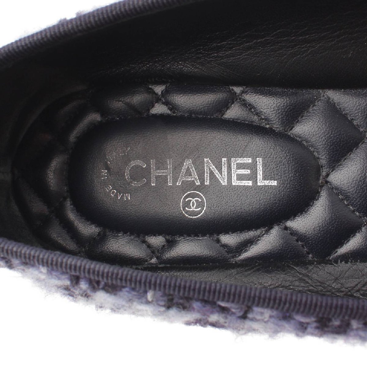 【シャネル】Chanel　ココマーク ツイード フラット パンプス G36490 ネイビー 38 【中古】【正規品保証】196525_画像7