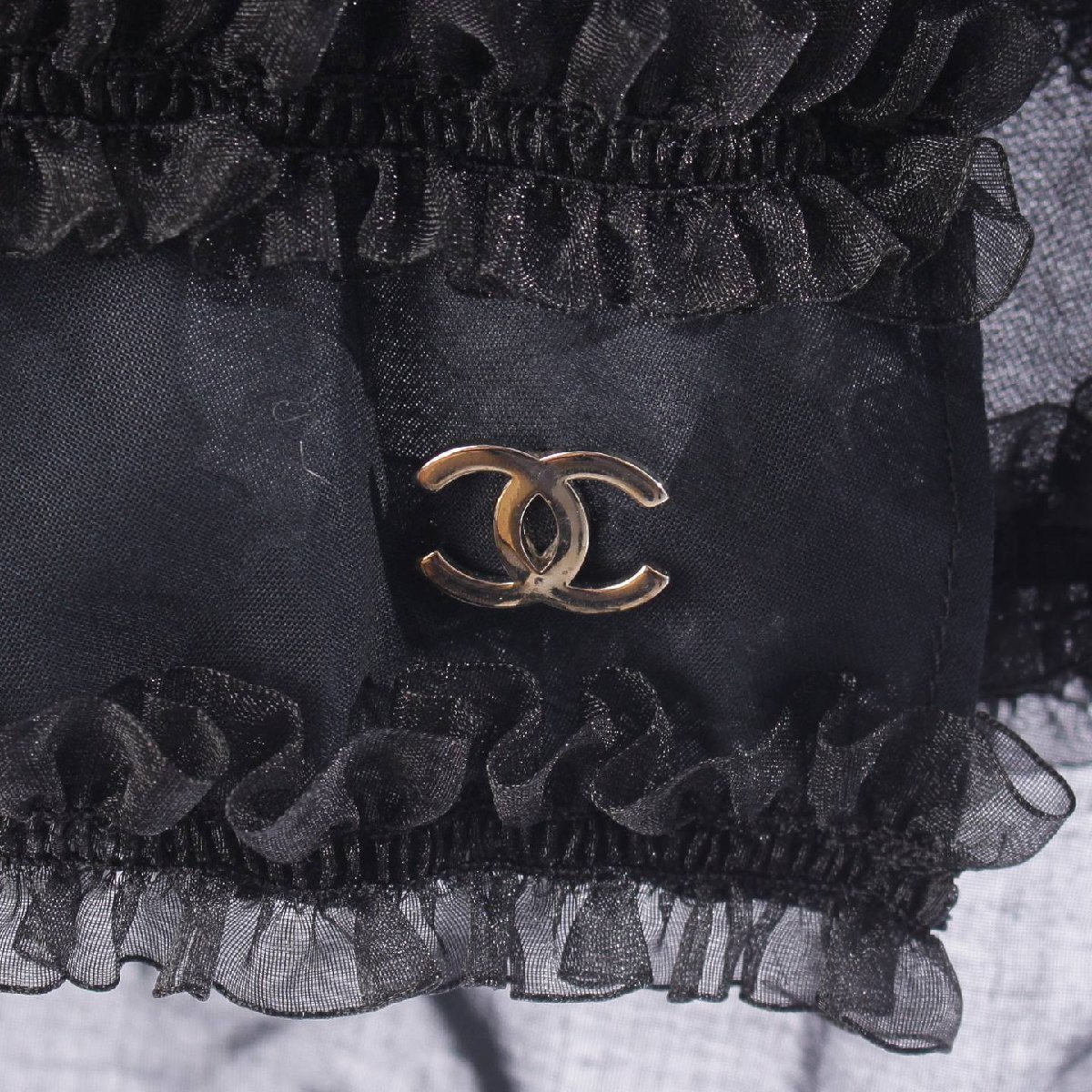 [ Chanel ]Chanel 02C here Mark frill gya The - LAP skirt P18811 black 36 [ used ]196743