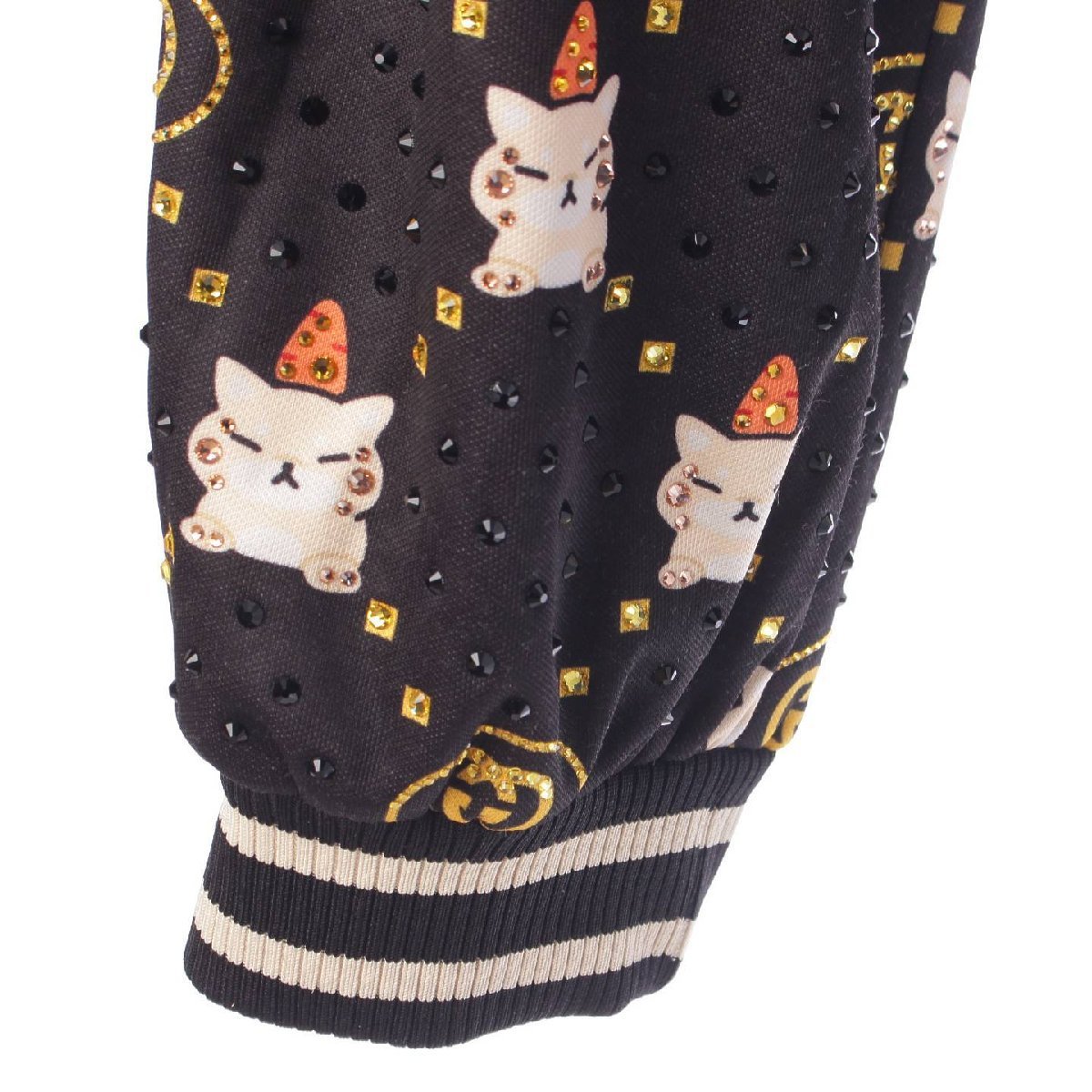 [ Gucci ]Gucci мужской GG кошка кошка заклепки хлопок тренировочный брюки 736138 черный S [ б/у ][ стандартный товар гарантия ]196132