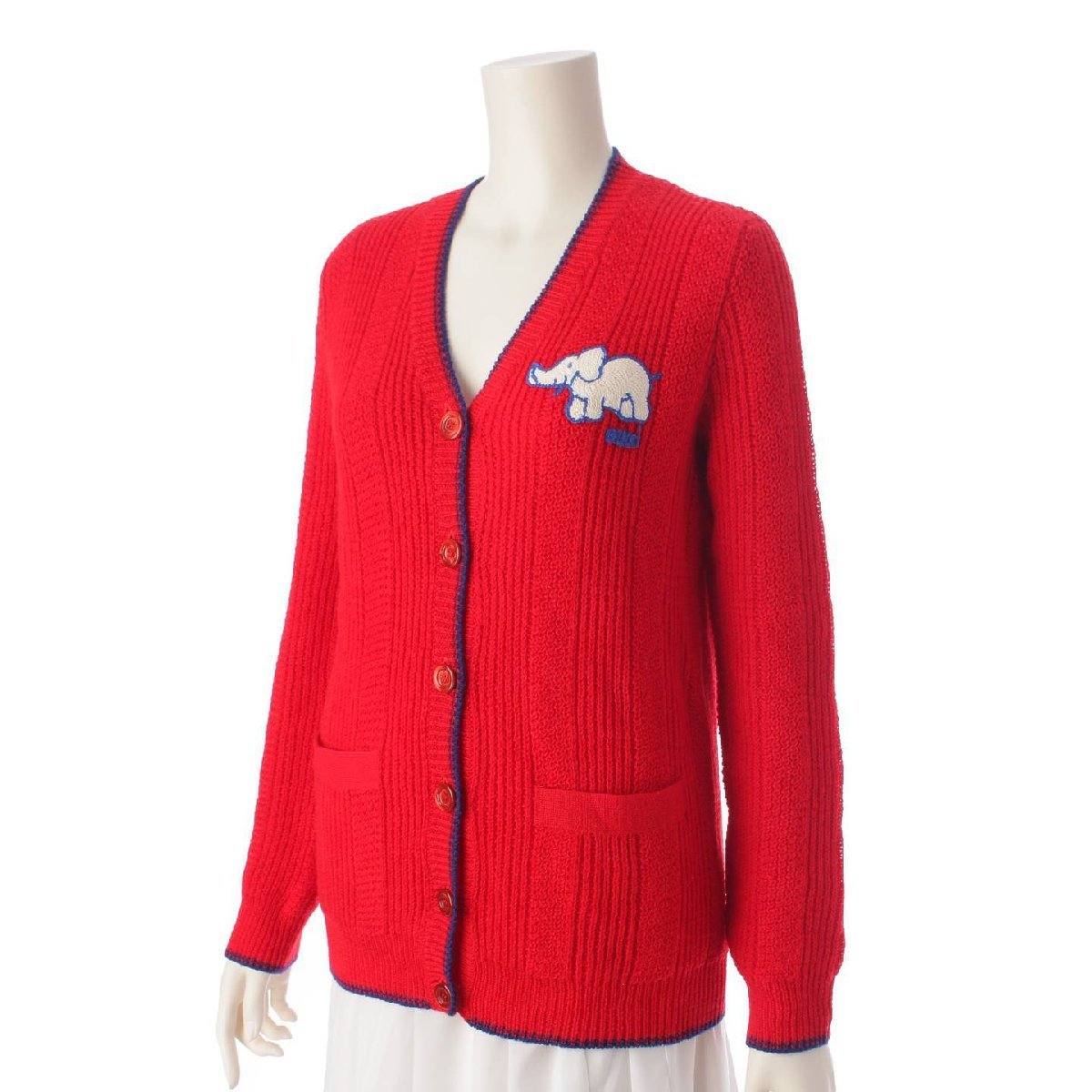 [ Gucci ]Gucci Logo Elephant вязаный кардиган свитер tops 543448 красный XS [ б/у ][ стандартный товар гарантия ]196141