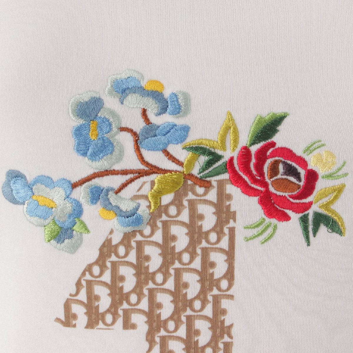 【ディオール】DIOR　トロッター No.1 花柄 刺繍 コットン ノースリーブ タンクトップ ホワイト 36 【中古】【正規品保証】185605_画像6