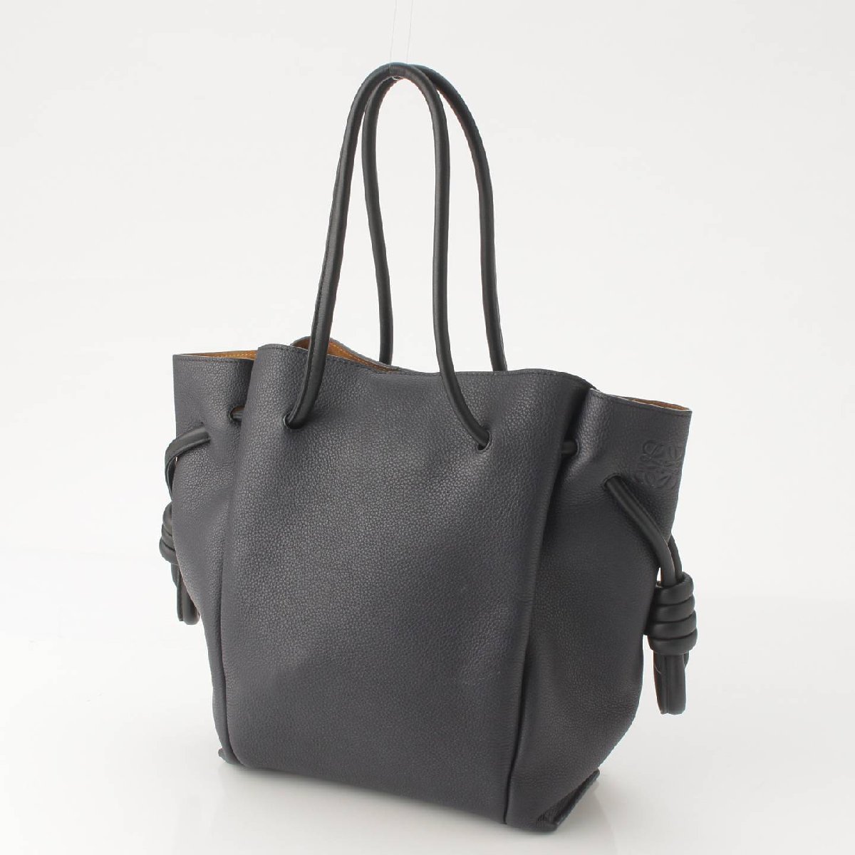 【ロエベ】Loewe　レザー フラメンコノット トートバッグ 321.12.T30 ネイビー 【中古】【正規品保証】194767_画像2