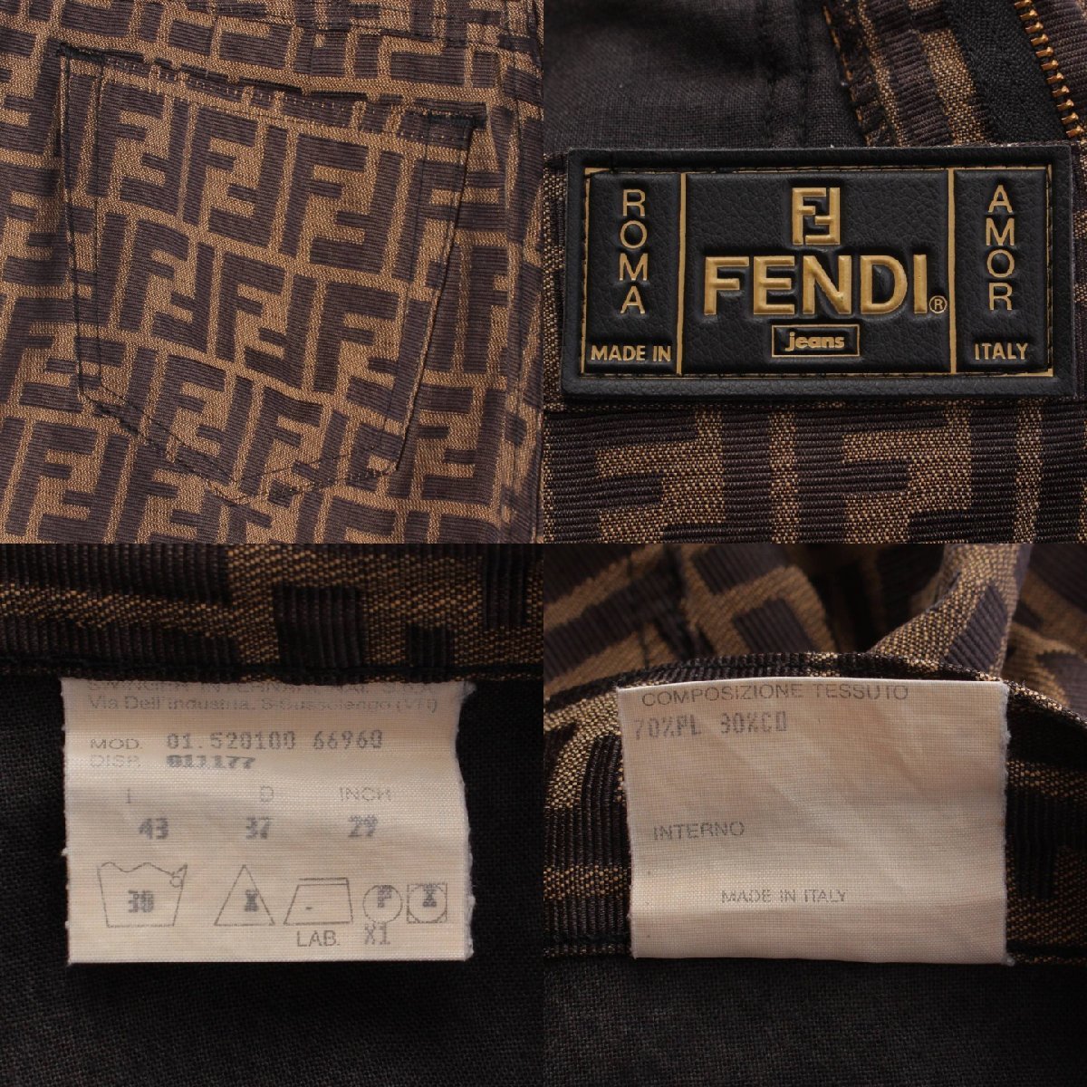 【フェンディジーンズ】Fendi Jeans　ヴィンテージ ズッカ柄 パンツ ボトムス 66960 ブラウン 29 【中古】【正規品保証】187919_画像9