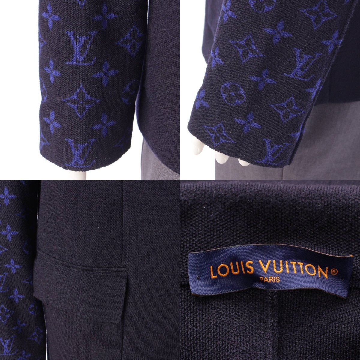 【ルイヴィトン】Louis Vuitton　23AWメンズ モノグラム ニット ウール ブレザー ジャケット 1ABJ5Y ネイビーS 【中古】196775_画像7