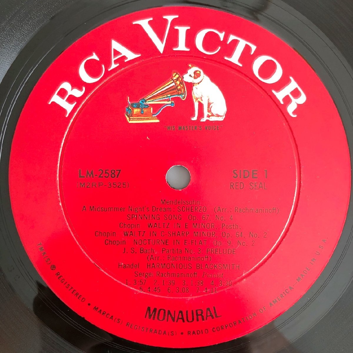 LP/ ラフマニノフ / メンデルスゾーン：真夏の夜の夢よりスケルツォ 他 / US盤 白犬ラベル RCA VICTOR LM-2587 31219の画像3