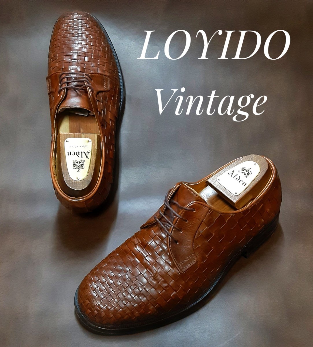  most price! Vintage old tag! rare knitting u-bn design! Lloyd [LLOYD] high-end german kau leather dress shoes! Brown! tea rare 25cm