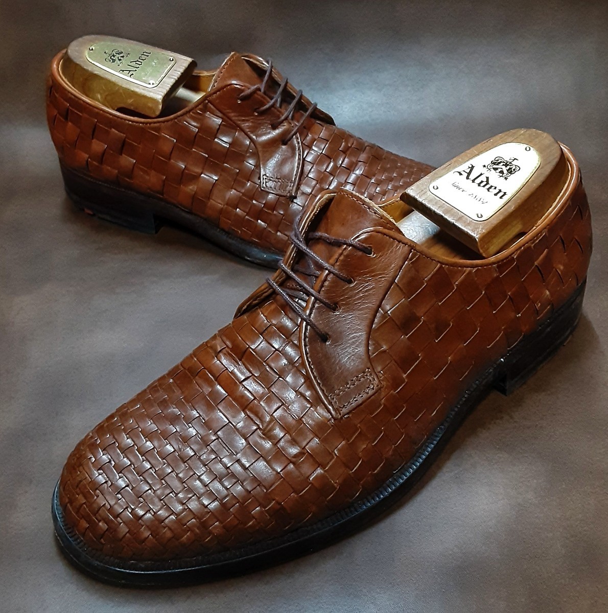  most price! Vintage old tag! rare knitting u-bn design! Lloyd [LLOYD] high-end german kau leather dress shoes! Brown! tea rare 25cm