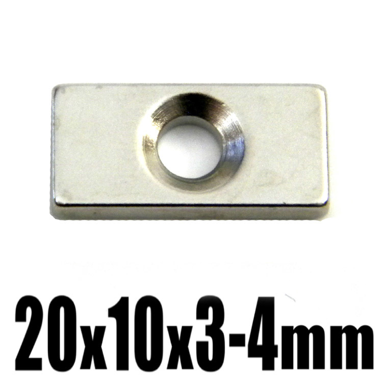 【10個セット】 穴あき ネオジム 磁石 N35 超強力 角形マグネット ★ 20mm×10mm x 厚み3mm 皿穴4mm_画像4