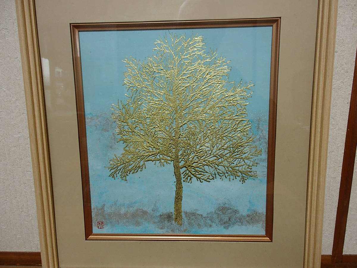 抽象画740番 金箔 銀泥 箔絵-