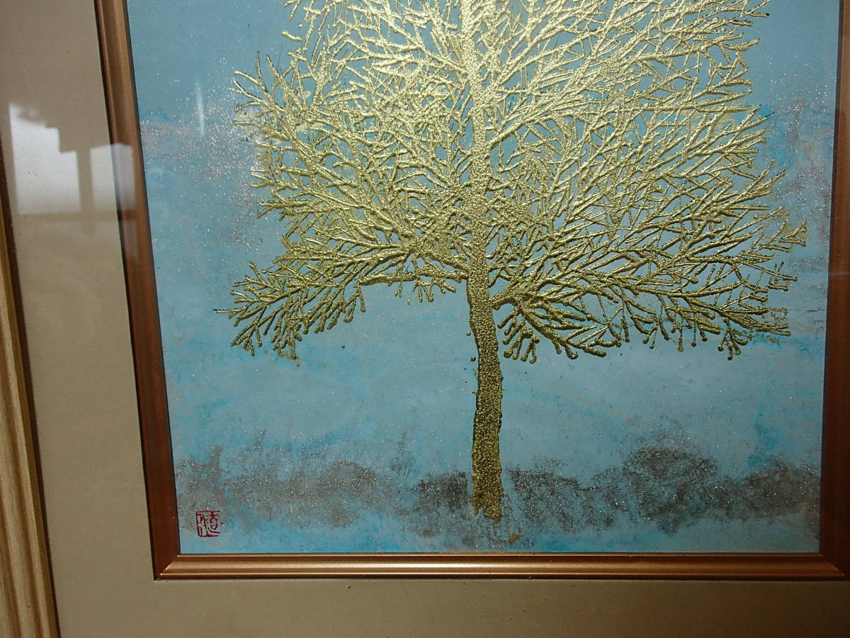抽象画740番 金箔 銀泥 箔絵-