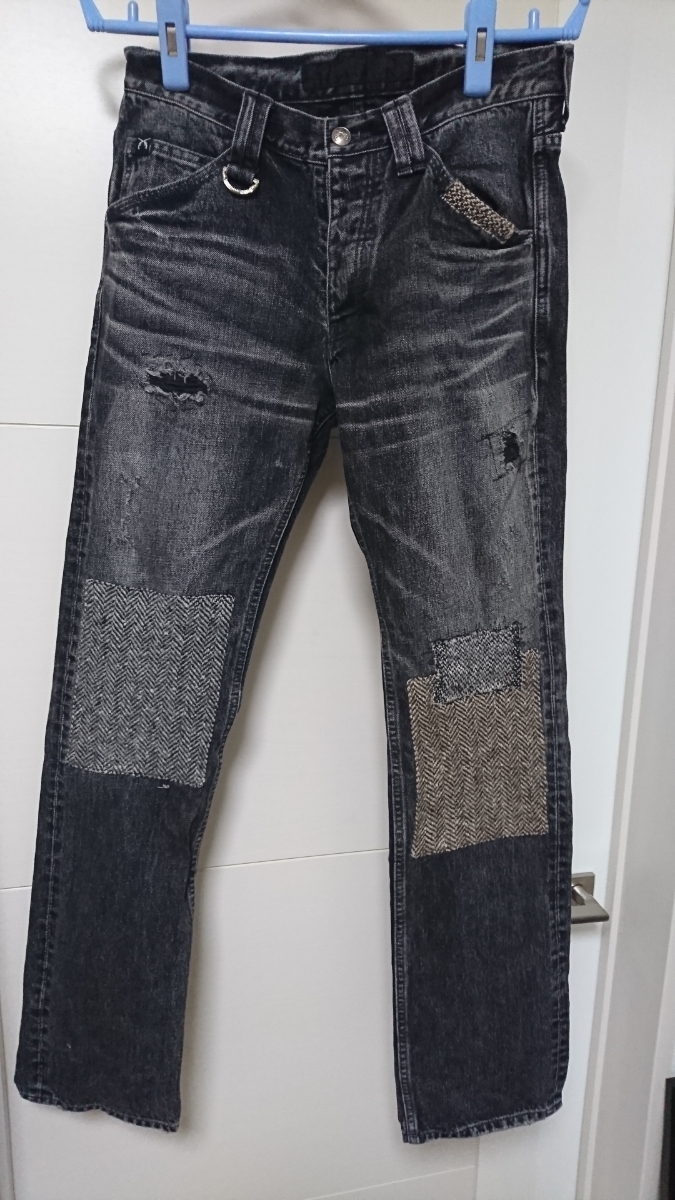  free shipping regular price 44100 jpy direction .. have on roar Roar patchwork crash damage Denim pants 1 SENSE publication grey gray 