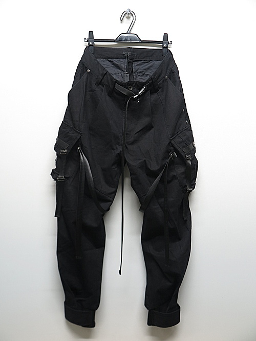 KMRii・ケムリ/Cotton Black Metal Cargo Pants/Black・1