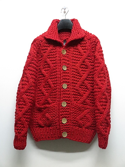 SALE30%OFF/wjk・ダブルジェイケイ/hand knitting cardigan/red・M