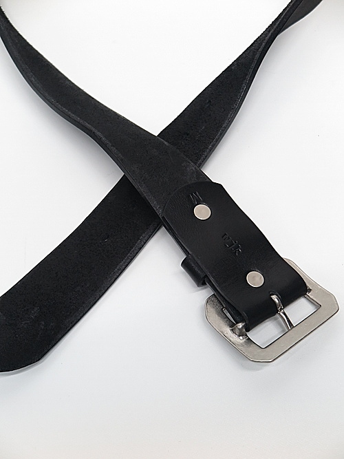 wjk・ダブルジェイケイ/simple leather belt/black x silver・L_画像5