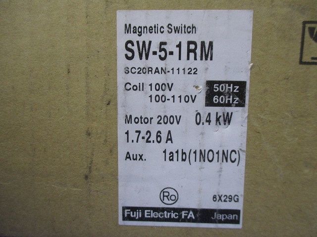 標準形電磁開閉器 0.4kW100V 1.7-2.6A(取扱説明書無し) SW-5-1RMの画像2