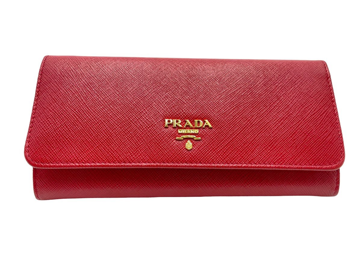 ◎プラダ 長財布 赤 レディース パスケース付 二つ折り PRADA ウォレット レザー 皮革 サフィアーノ SAFFIANO カード収納 元箱付_画像6