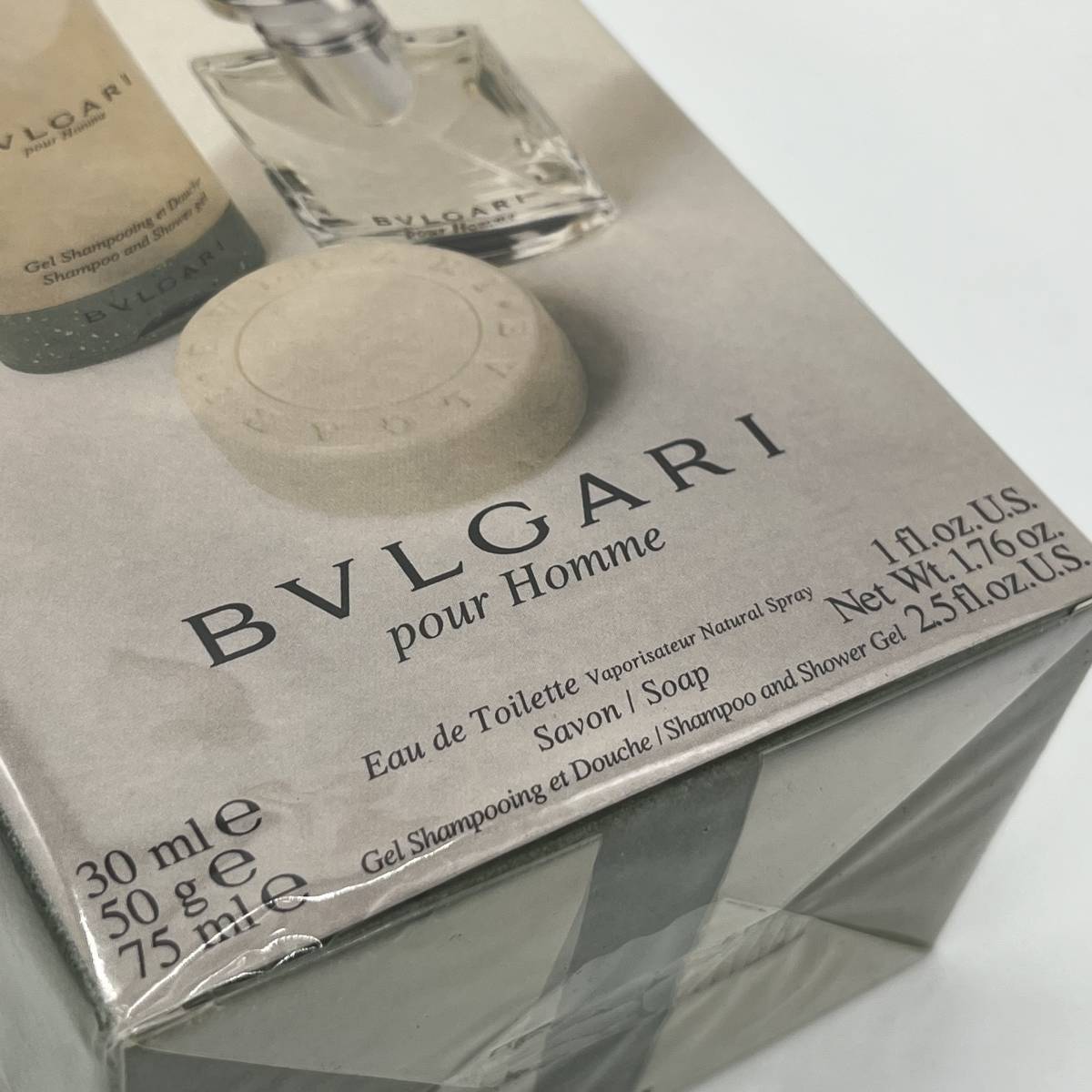 ★☆未使用品 BVLGARI ブルガリ プールオム POUR HOMME 香水×30ml シャワージェル×75ml サヴォン 石鹸×50g 3点セット #15076A☆★_画像7