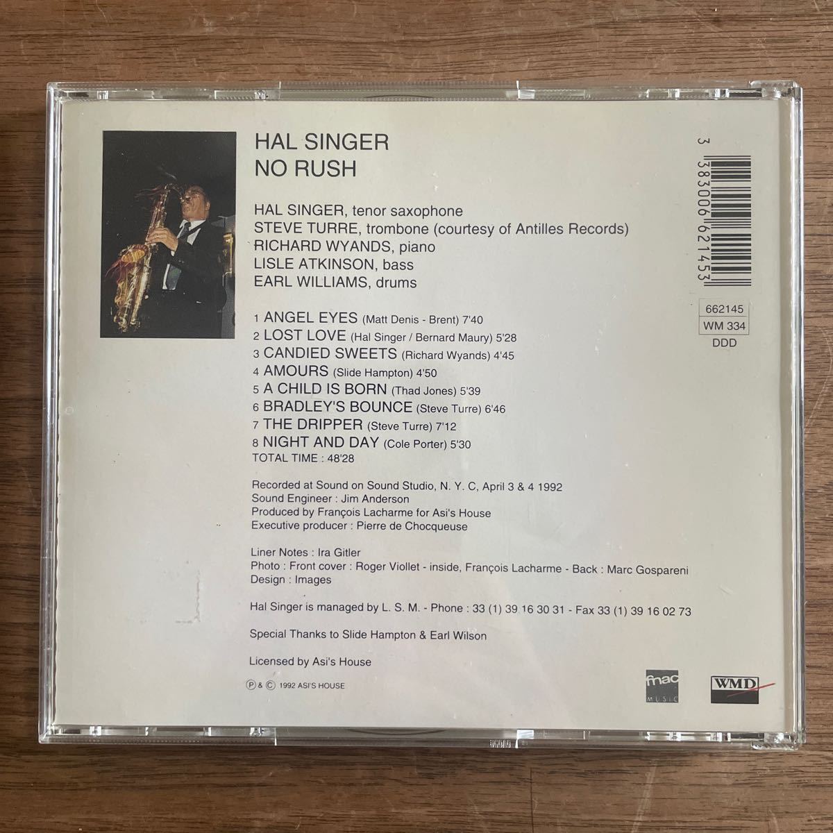 【レア希少廃盤 CD】 HAL SINGER 「NO RUSH」　FNAC MUSIC 1992年録音　テナーワンホーン　MOOKSレア本掲載 オリジナル盤　廃盤_画像6