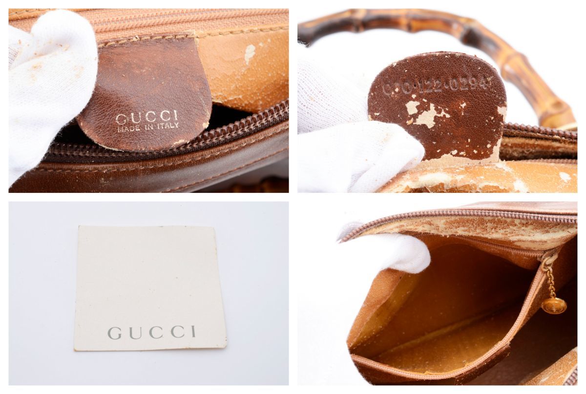 1円 GUCCI　ヴィンテージ　グッチ　オールドグッチ　バンブー　レザー　2WAYボストンバッグ　ハンドバッグ　000.122.0294　23-7526_画像10