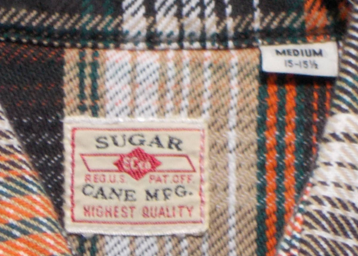 昔の　東洋　Suger Cane チェックシャツ　ブラウン系　M　未着用長期保管品　_画像6