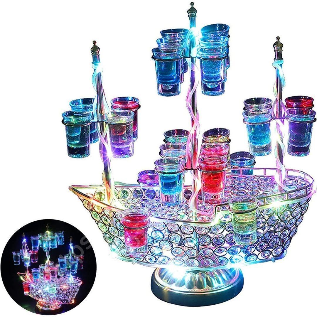 * unused * LED glass holder boat type light i dragon John party 7 color LED light art . sense piece . rechargeable beautiful brilliancy structure shape 