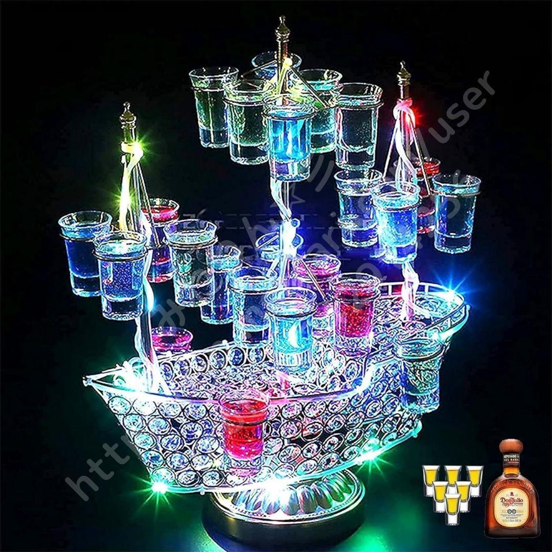 * unused * LED glass holder boat type light i dragon John party 7 color LED light art . sense piece . rechargeable beautiful brilliancy structure shape 