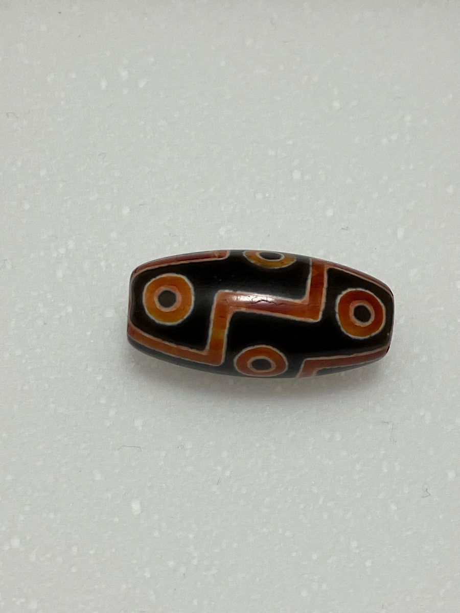 黒鳶紅紋天珠 九眼天珠 31.4mm ×15.2mm