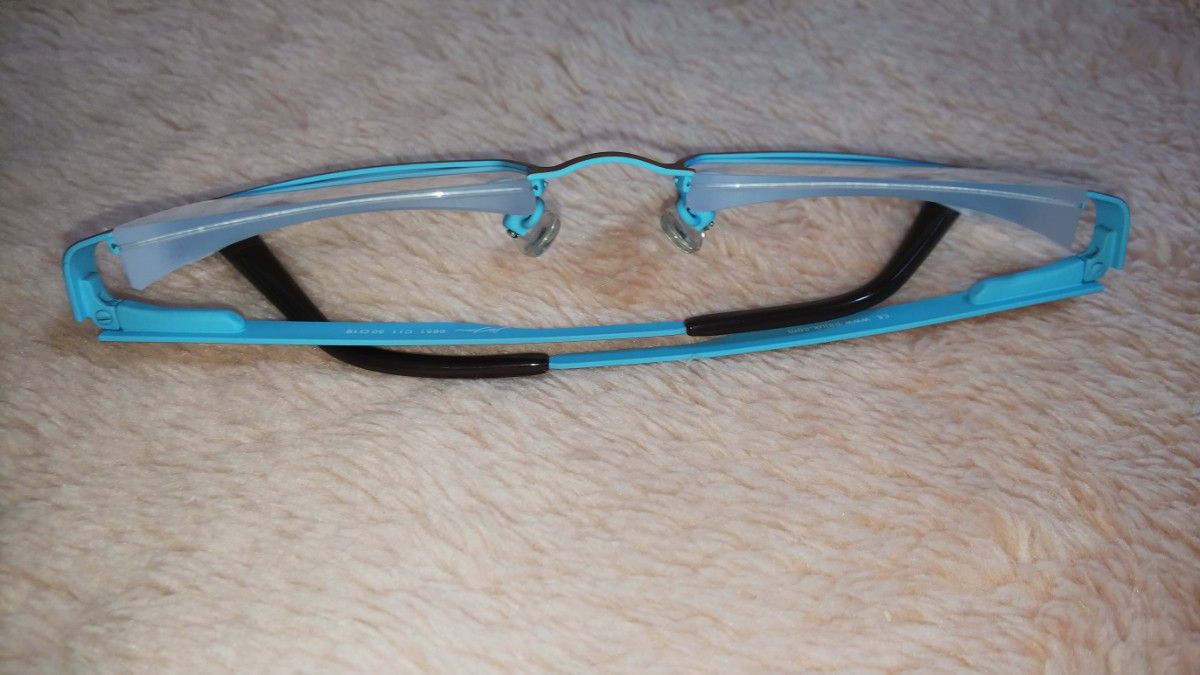 新品未使用 ハーフリム バイカラー 配色 可愛い メガネフレーム 度付き 度入り 度あり 眼鏡 近視 -8.00
